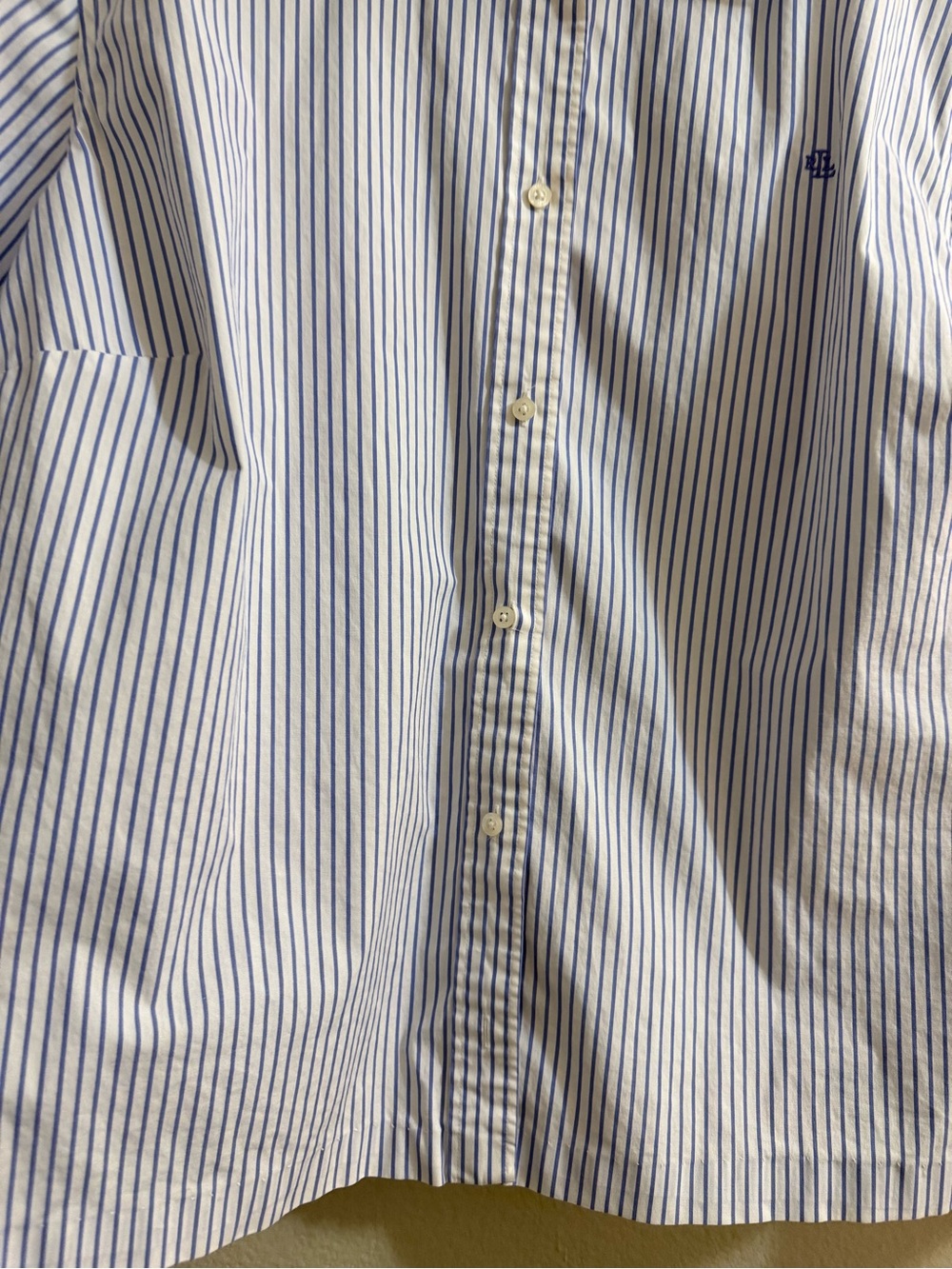 Ralph Lauren Blue and White Striped Cotton Dress Shirt - Picture 5 of 6